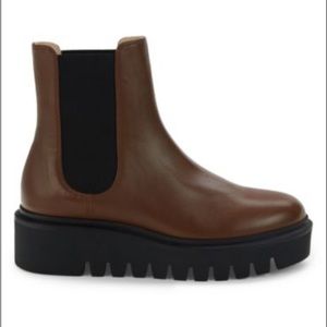 Stuart Weitzman Chalet Lug Sole Chelsea Boot in Brown Leather